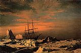 The Icebergs Paintings - The 'Panther' Among the Icebergs in Melville Bay by William Bradford